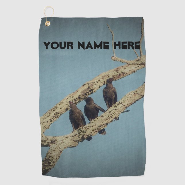 Personalized 3 Crows Golf Towel (Front)