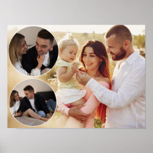 Personalized 3 Family Photo Collage Poster
