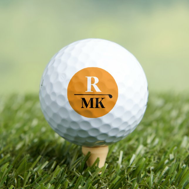 Personalized 3 initial letters orange colour golf balls (Insitu Tee)
