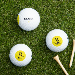 Personalized 3 initial letters Yellow Monogram Golf Balls