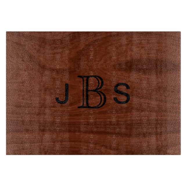 Personalized 3 Initial Monogram Wood Pattern Cutting Board (Front)