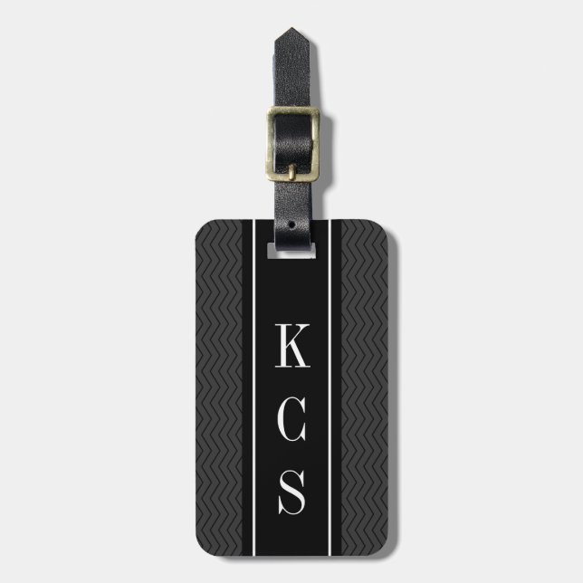 Personalized 3 letter monogram luxury luggage tag (Front Vertical)