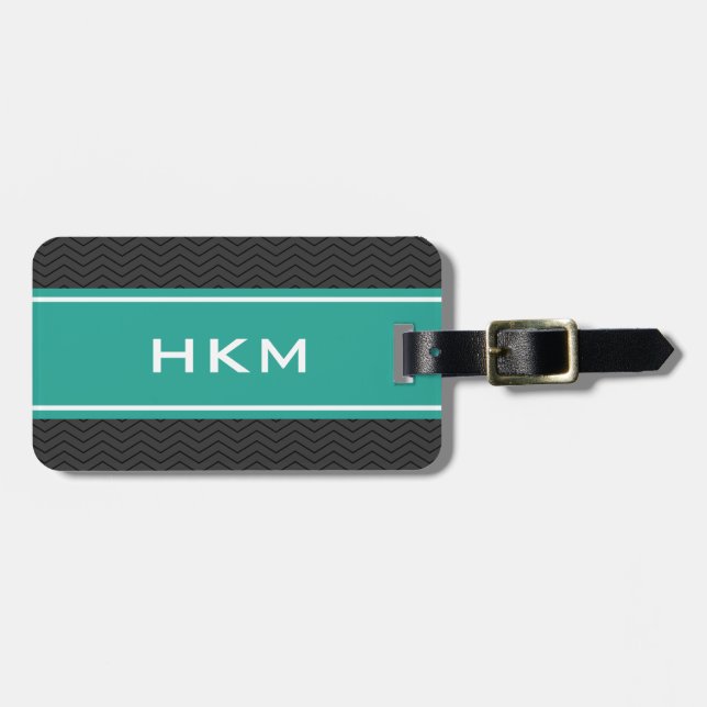 Personalized 3 letter monogram travel luggage tag (Front Horizontal)