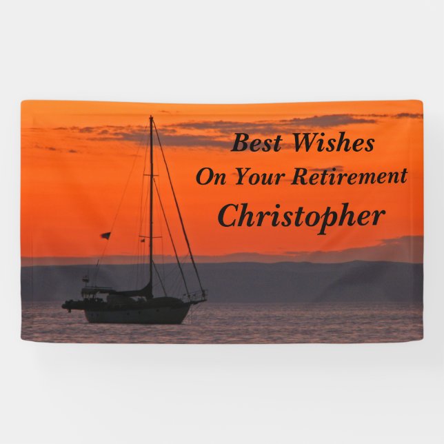 Personalized 3 Lines of Text Sailboat Retirement Banner (Horizontal)