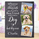 Personalized 3 Pet Photo Best Friend Dog Lover  Plaque<br><div class="desc">Celebrate your best friend with a custom unique pet dog keepsake photo plaque in a rustic chalkboard slate design. This dog lover photo plaque is the perfect gift for yourself, family or friends to honour those loved . Quote " Whoever said Diamonds are a girls best friend, never loved a...</div>