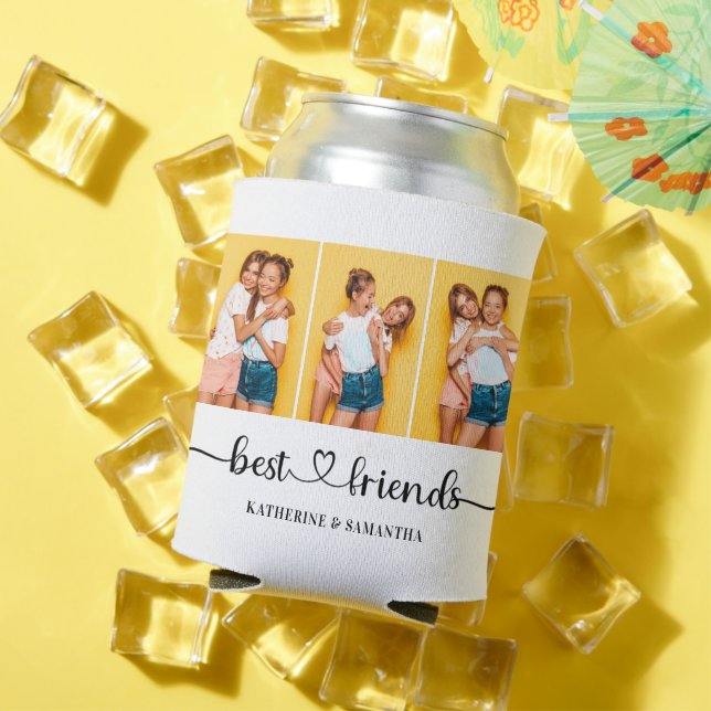 Personalized 3 Photo Collage Best Friends Forever  Can Cooler (In Situ Summer)