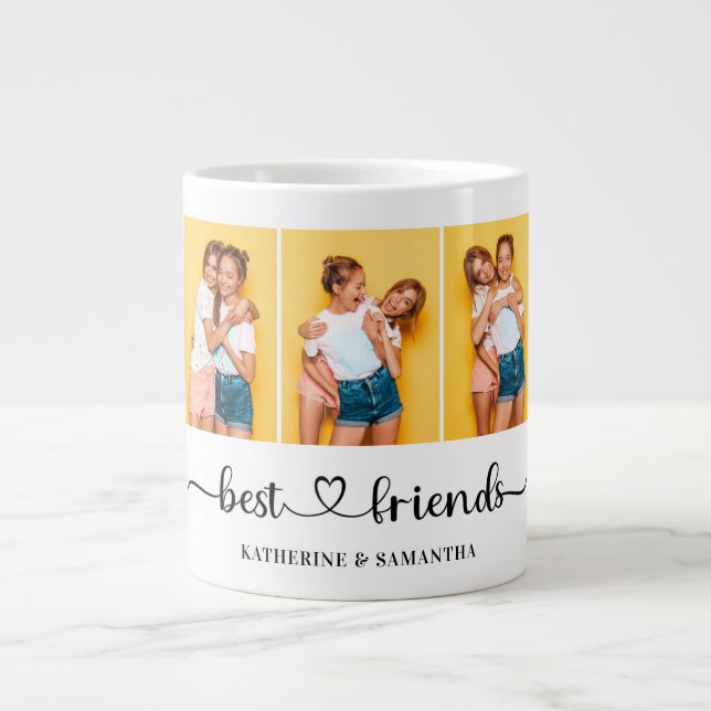 Personalized 3 Photo Collage Best Friends Forever  Large Coffee Mug (Front)