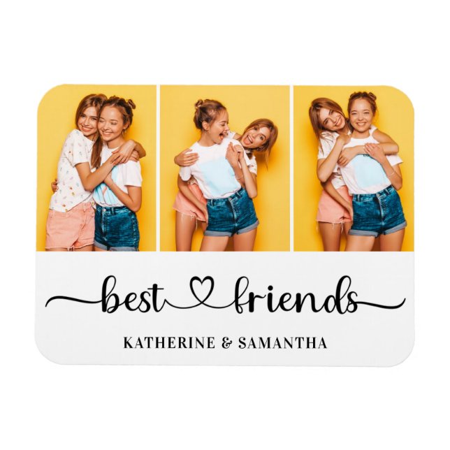 Personalized 3 Photo Collage Best Friends Forever Magnet (Horizontal)