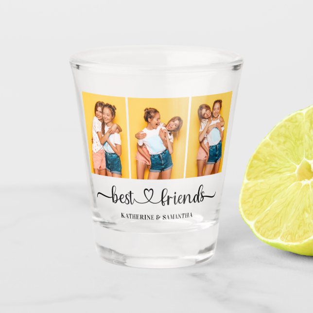 Personalized 3 Photo Collage Best Friends Forever  Shot Glass (Front)