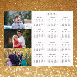 Personalized 3 Photo Collage Family 2024 Calendar Poster<br><div class="desc">Create your own custom, personalized, black and white and faux gold 2024 full year 3 photo collage yearly calendar home room office decor, wall calendar poster. To customize, simply add three of your favourite family / kids / baby / pets / couple / wedding photos. While you add / design,...</div>