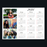 Personalized 3 Photo Collage Family 2025 Calendar Poster<br><div class="desc">2025 calendar monthly planner Personalized YOUR 3 Photo Collage Family 2025 Calendar Poster, </div>