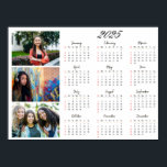 Personalized 3 Photo Collage Family 2025 Calendar Poster<br><div class="desc">2025 calendar monthly planner Personalized YOUR 3 Photo Collage Family 2025 Calendar Poster, </div>