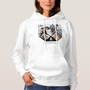 Personalized 3 photo collage family monogram hoodie