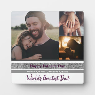 Personalized 3 Photo Collage First Father's Day  Plaque