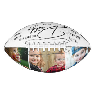 Personalized 3 Photo Collage Happy Father's Day Football