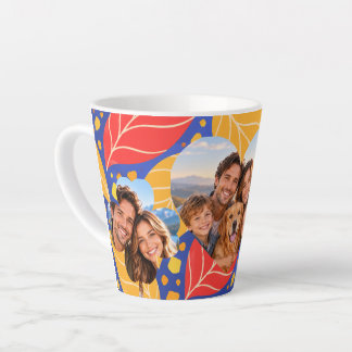 Personalized 3 Photo Colourful Botanical Coffee Mu Latte Mug