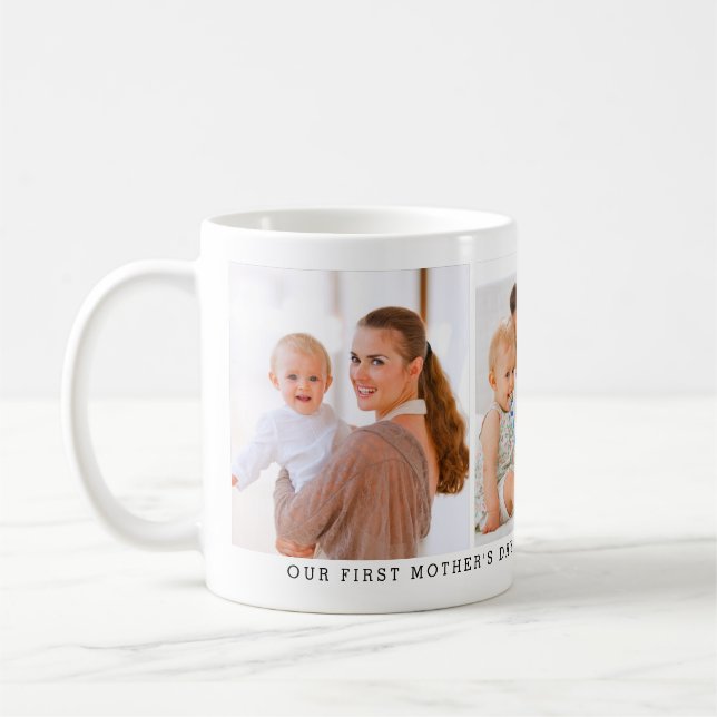 Personalized 3 Photo First Mother's Day Coffee Mug (Left)