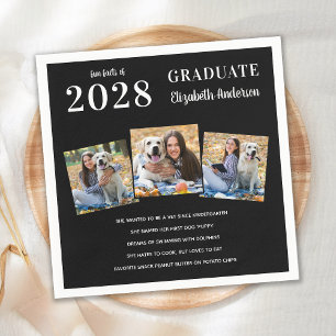 Personalized 3 Photo Graduate Fun Facts Graduation Napkin