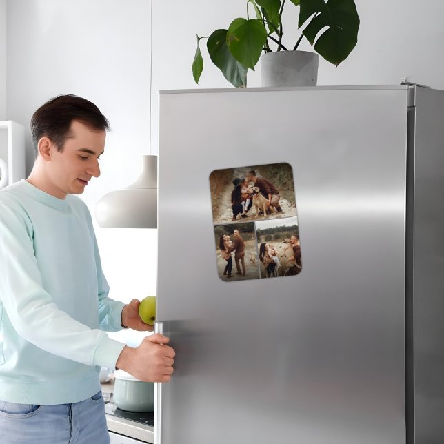 Personalized 3 Photo Grid Gallery Collage Family Magnet (Personalized 3 Photo Grid Gallery Collage Family Magnet)