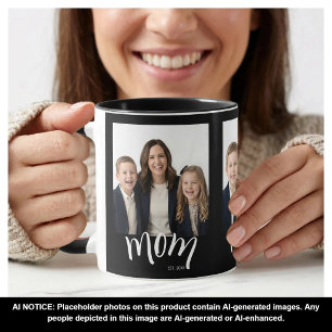 Personalized 3 Photo Mom Kids Year Established  Mug