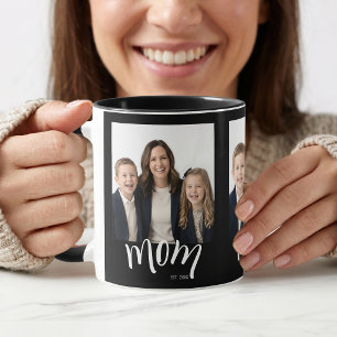 Personalized 3 Photo Mom Kids Year Established Mug