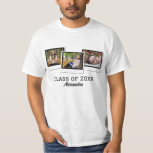 Personalized 3-Photo Montage Frames Graduation T-Shirt