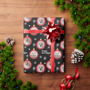 Personalized 3 Photo Pet Dog Happy Howlidays Wrapping Paper