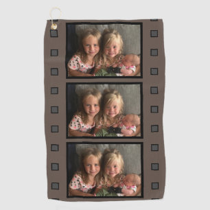 Personalized 3 Photo Retro Film Strip Golf Towel