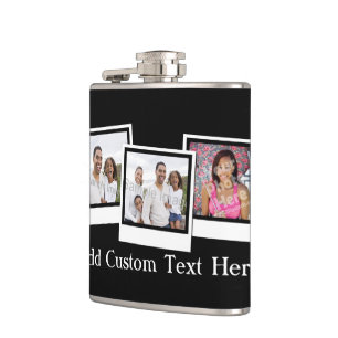 Personalized 3-Photo Snapshot Frames Custom Colour Hip Flask