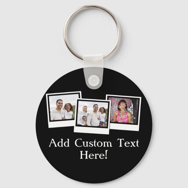 Personalized 3-Photo Snapshot Frames Custom Colour Keychain (Front)