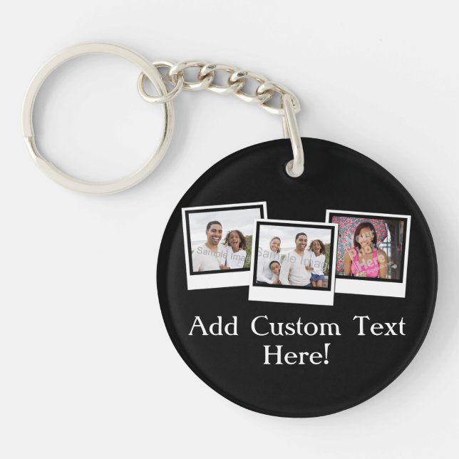 Personalized 3-Photo Snapshot Frames Custom Colour Keychain (Front)