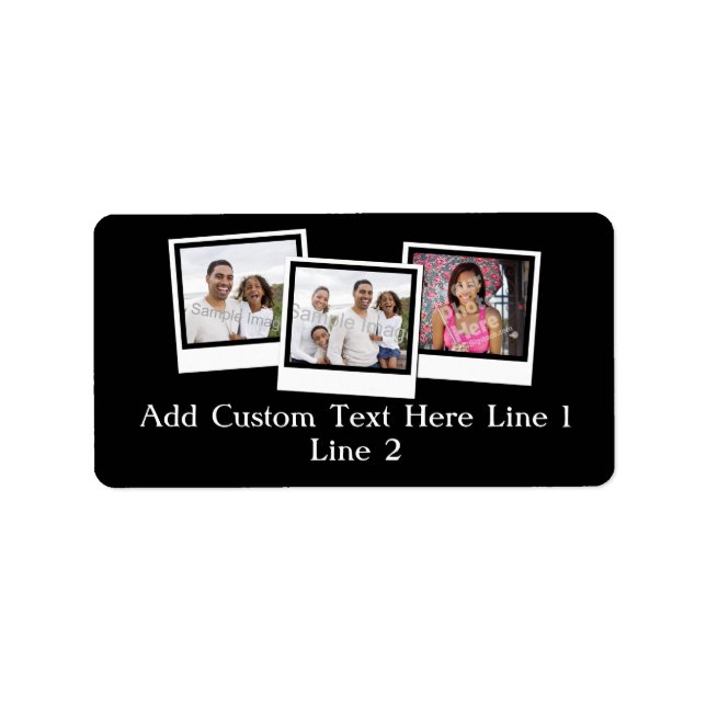 Personalized 3-Photo Snapshot Frames Custom Colour Label (Front)