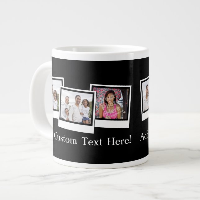 Personalized 3-Photo Snapshot Frames Custom Colour Large Coffee Mug (Front Left)