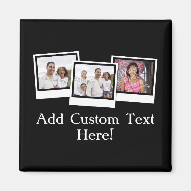 Personalized 3-Photo Snapshot Frames Custom Colour Magnet (Front)