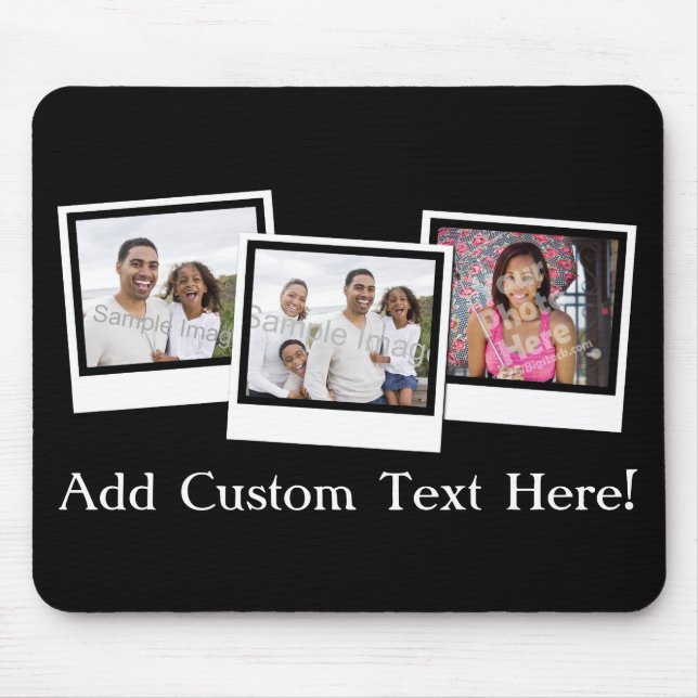 Personalized 3-Photo Snapshot Frames Custom Colour Mouse Pad (Front)
