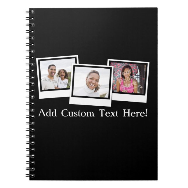 Personalized 3-Photo Snapshot Frames Custom Colour Notebook (Front)