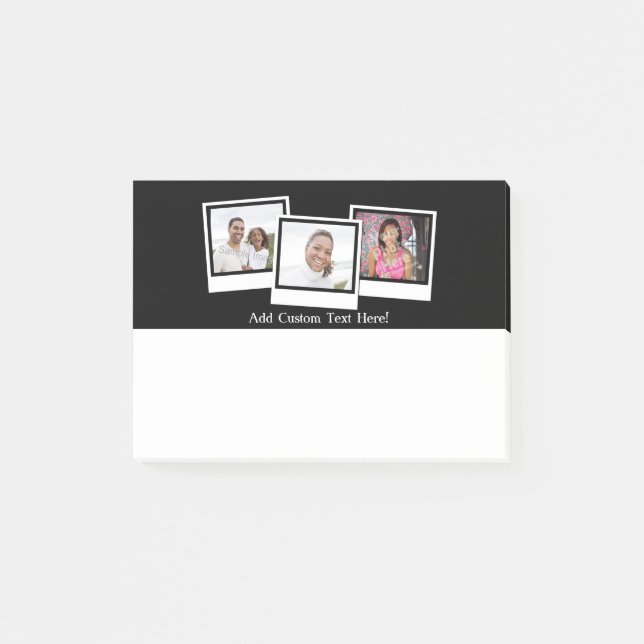 Personalized 3-Photo Snapshot Frames Custom Colour Post-it Notes (Front)