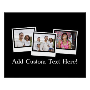 Personalized 3-Photo Snapshot Frames Custom Colour Poster