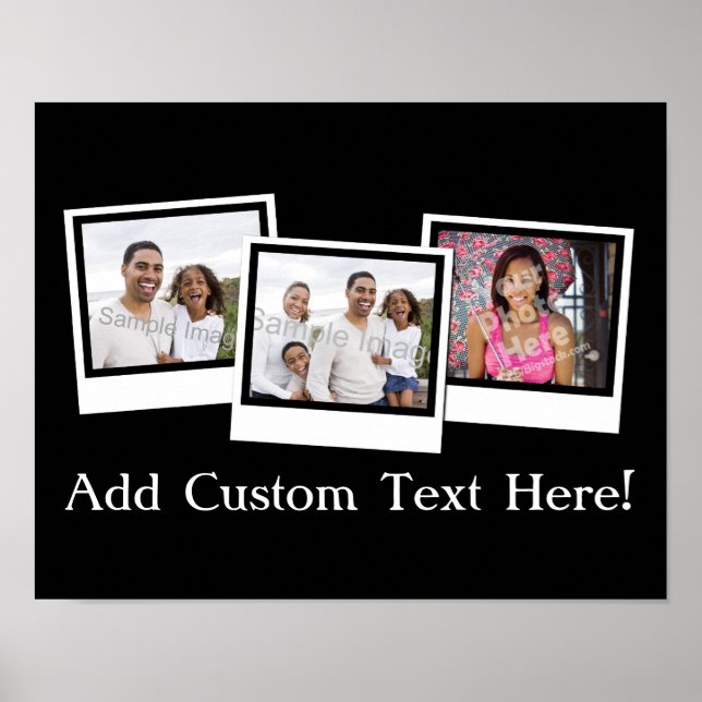 Personalized 3-Photo Snapshot Frames Custom Colour Poster (Front)