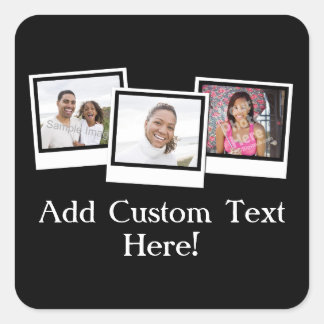 Personalized 3-Photo Snapshot Frames Custom Colour Square Sticker