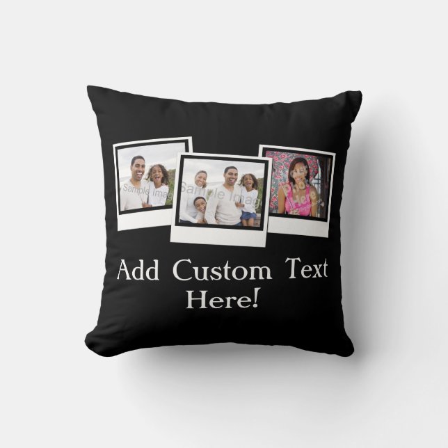 Personalized 3-Photo Snapshot Frames Custom Colour Throw Pillow (Front)