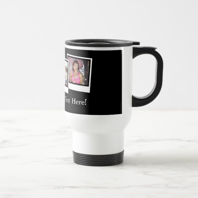 Personalized 3-Photo Snapshot Frames Custom Colour Travel Mug (Right)