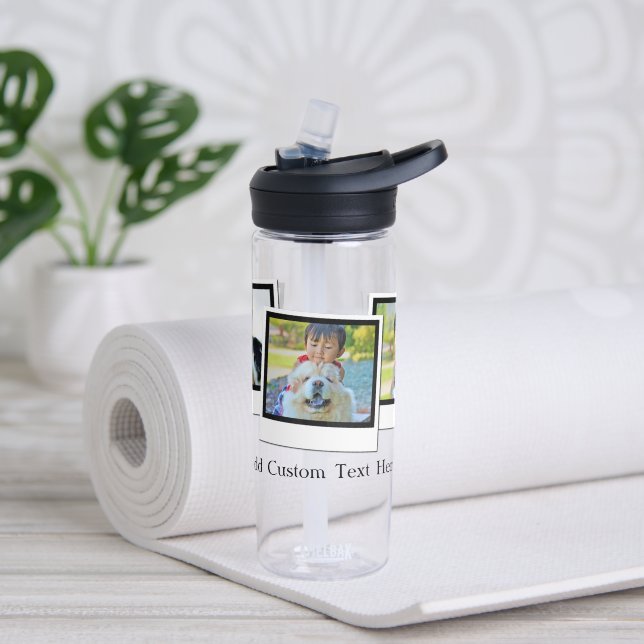 Personalized 3-Photo Snapshot Frames Custom Colour Water Bottle (Yoga)