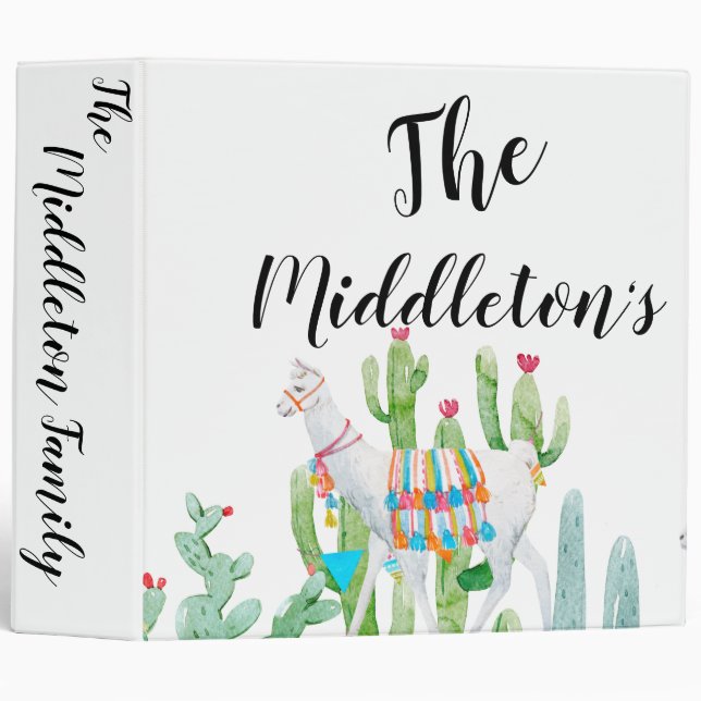 Personalized 3 Ring Scrapbook Boho Llama Bohemian Binder (Front/Spine)