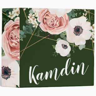Personalized 3 Ring Scrapbook Geometric Hunter Gre Binder