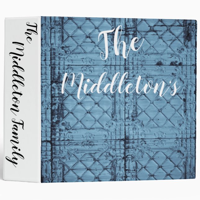 Personalized 3 Ring Scrapbook Rustic Tin Panel Cei Binder (Front/Spine)