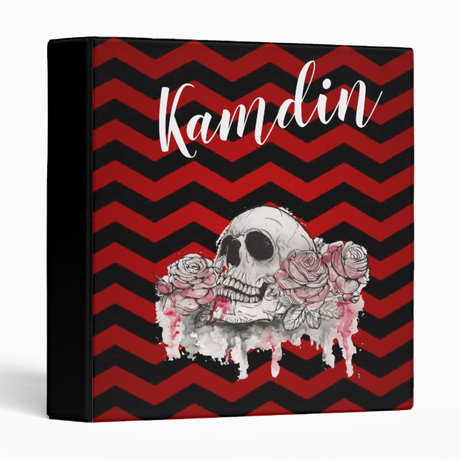 Personalized 3 Ring Scrapbook skull Rose Gothic Ch Binder (Front/Spine)