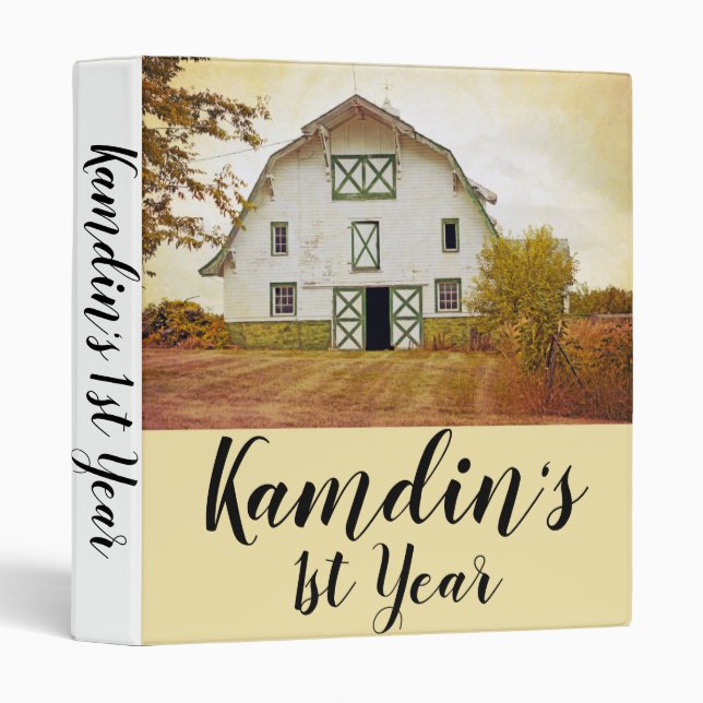 Personalized 3 Ring Scrapbook Sunset Barn Country Binder (Front/Spine)