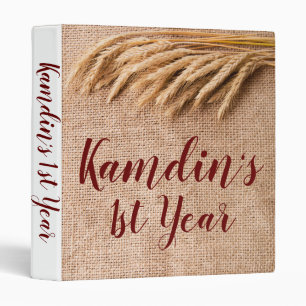 Personalized 3 Ring Scrapbook Wheat on Burlap Sack Binder
