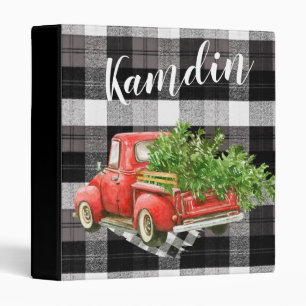 Personalized 3 Ring Scrapbook XMAS Truck Buffalo P Binder